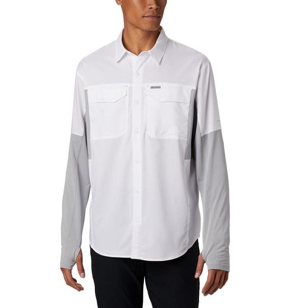 Columbia Silver Ridge Shirts White Grey For Men's NZ9265 New Zealand